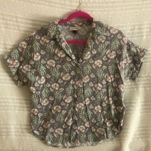Vintage pattern short sleeve button up shirt